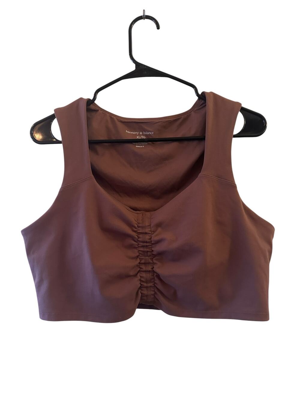 Harmony & Balance Brown Ruched Cropped Athletic Tank Top Women Sz XL